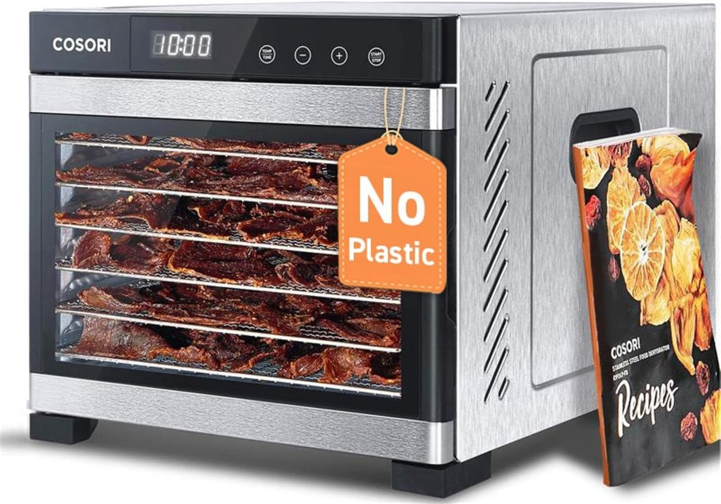 COSORI Food Dehydrator, Bigger Than 7 Trays With Large 6.5" Drying Space, 600W Power Saves More Time Than 480W, 165Β°F Dehydrated Dryer for Jerky, Dog Treats, Herbs, Meat, Fruit, and Yogurt, Silver