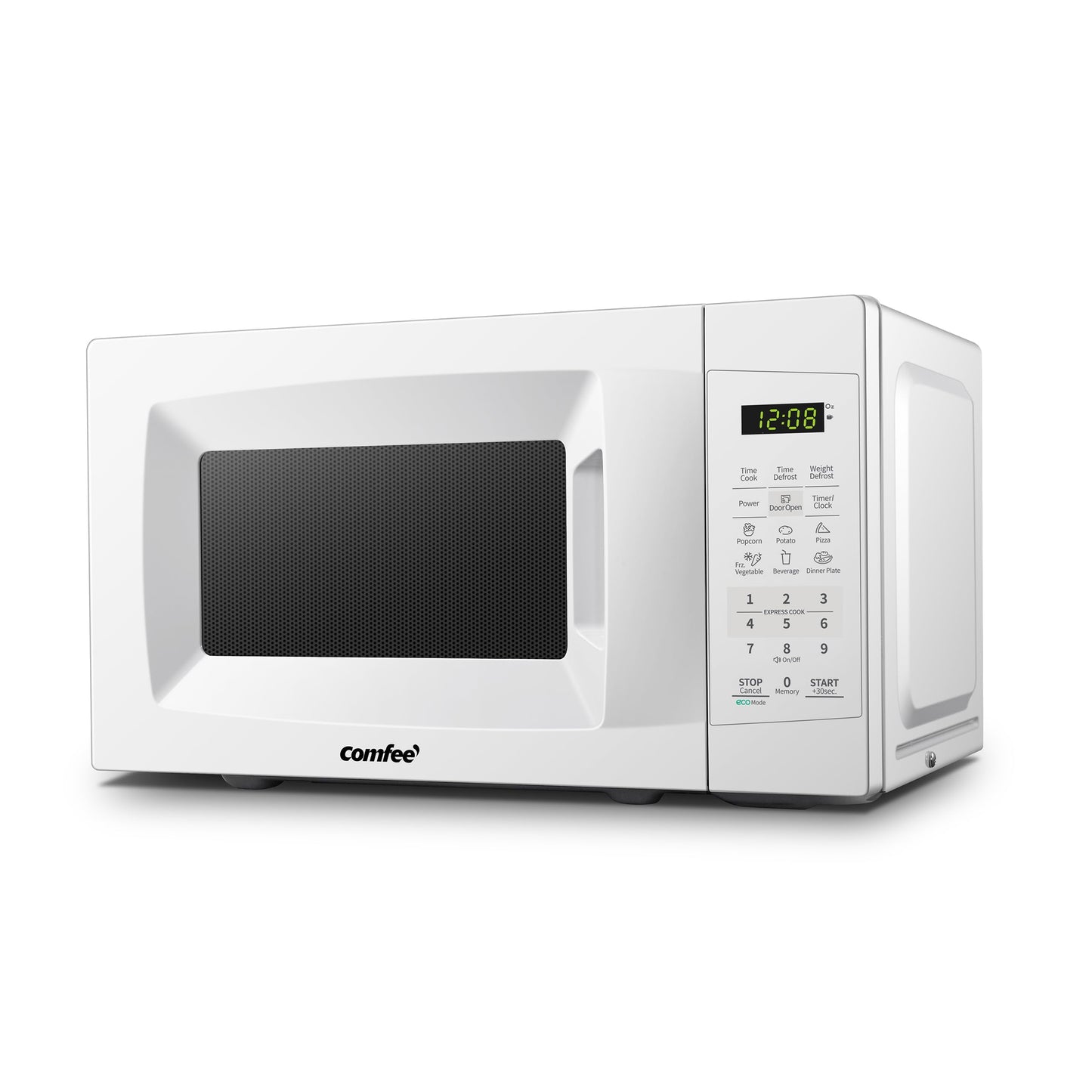 Compact countertop microwave oven with sound on/off, ECO mode, one-touch button, digital display and 5 presets for small kitchens, dorm rooms, offices, dorm kitchen appliances, modern stovetops