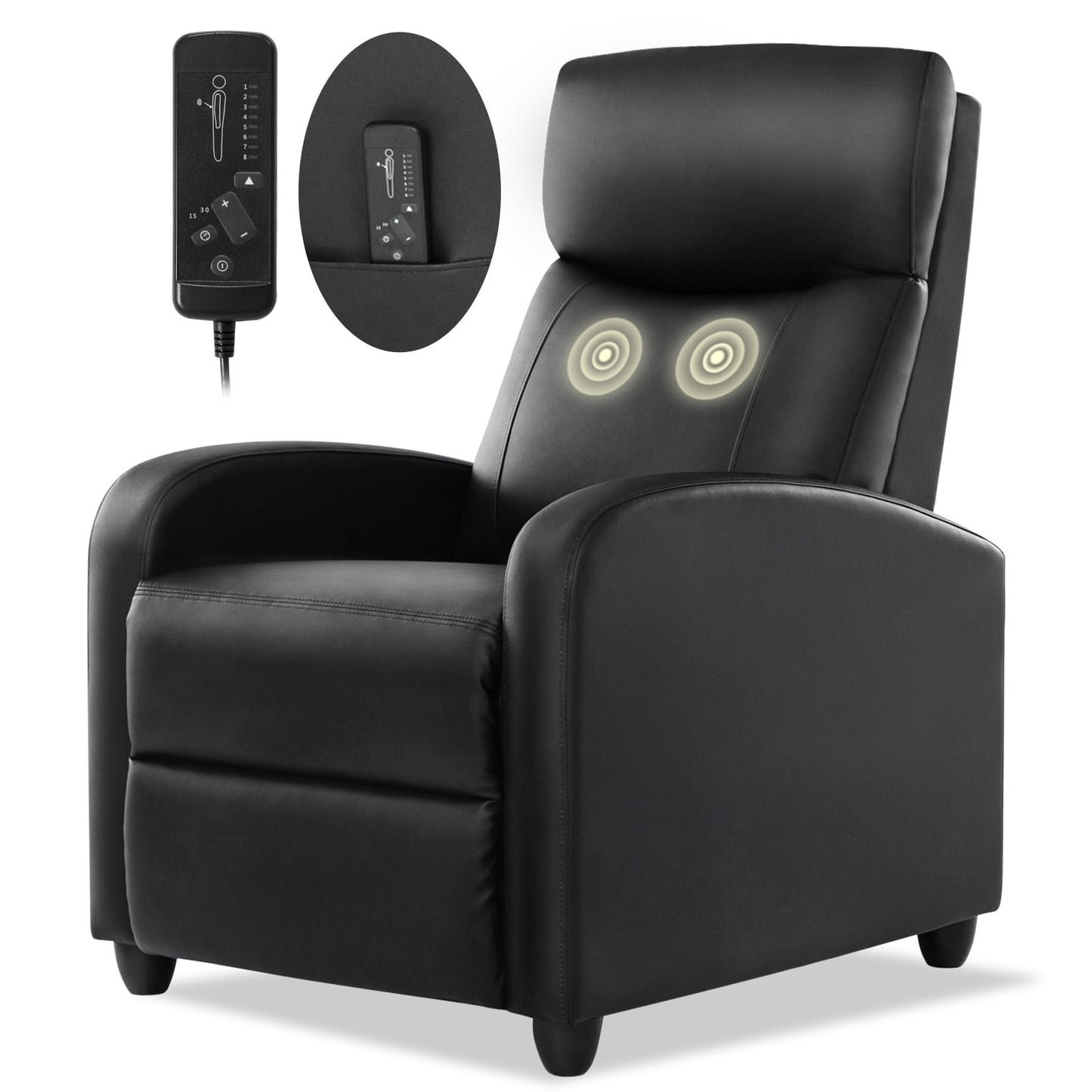 CONCETTA Massage Recline Chair with Padded Seat and Massage Backrest, Black