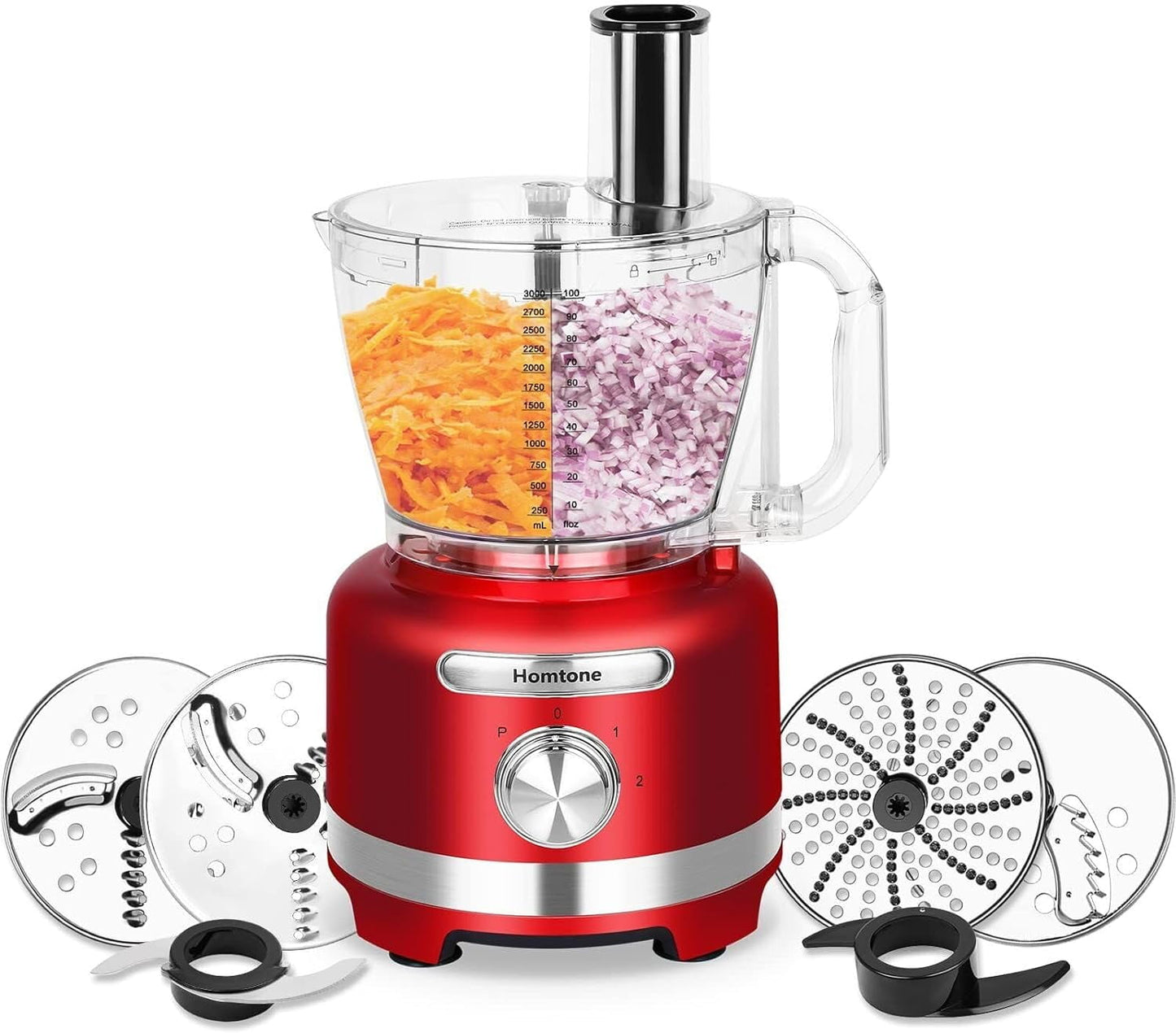 Homtone 600W Food Processor 16 Cup Vegetable Chopper Electric 6 Blades 8 Functions Food Processors