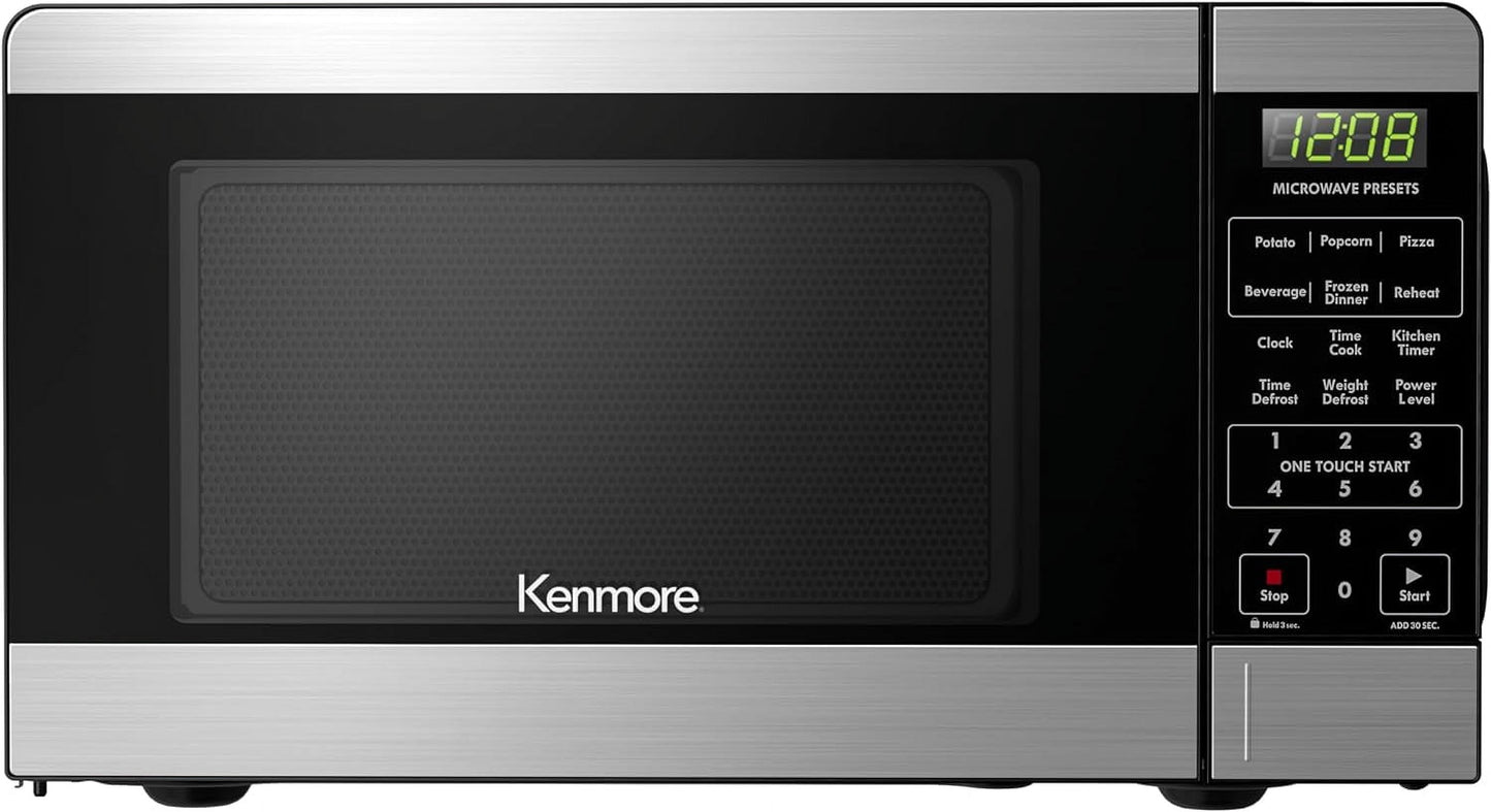 KMCMWP09S2-09 Countertop Microwave 6 Auto-Preset Menus, Child Lock, Defrost & Express Cooking Features, 900 Watt, 0.9 Cu Ft, Stainless Steel