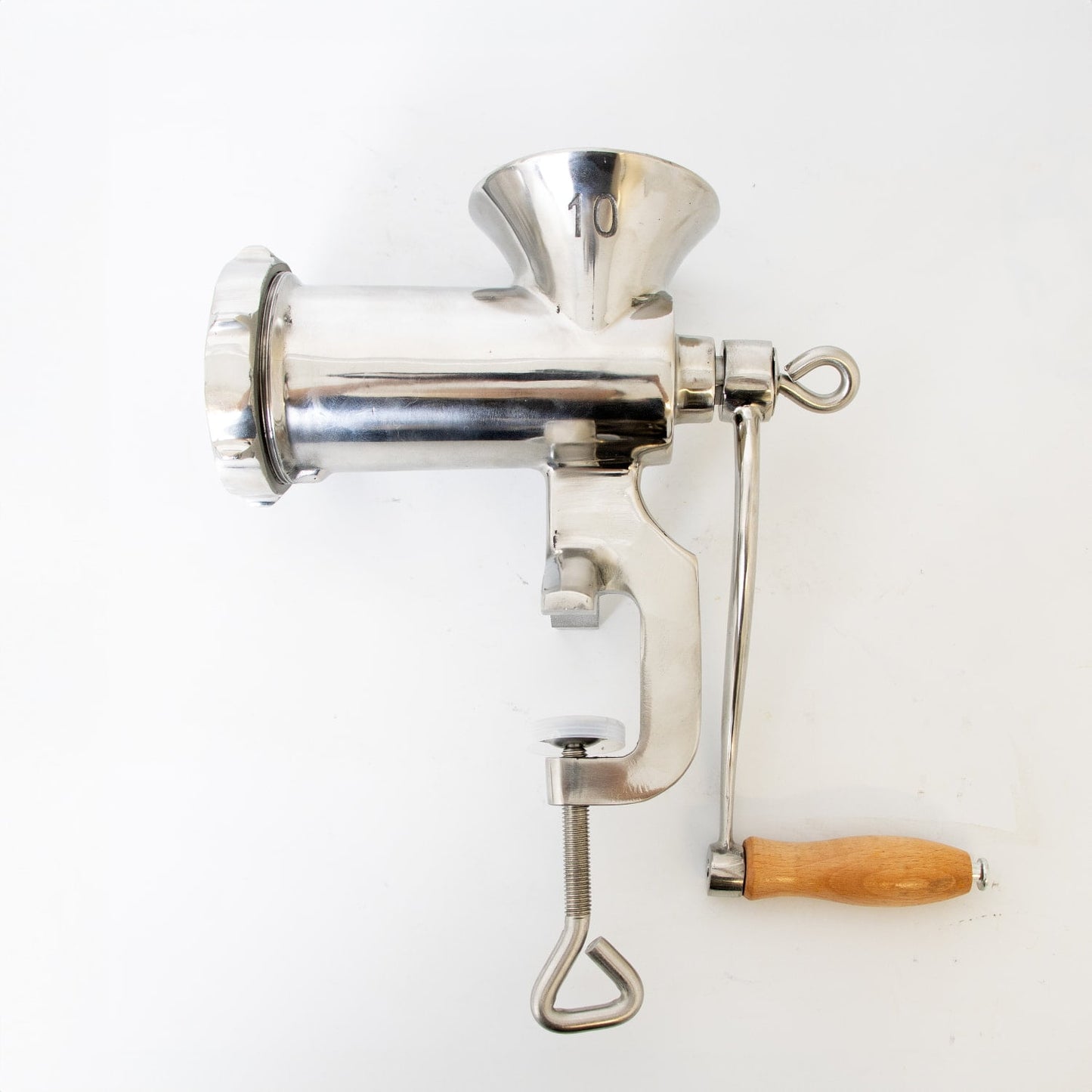 Lehman's Clamp-Down Meat Grinder #10, Manual Hand-Cranked Stainless Steel Meat Grinder for Home Use, Easy to Clean and Store