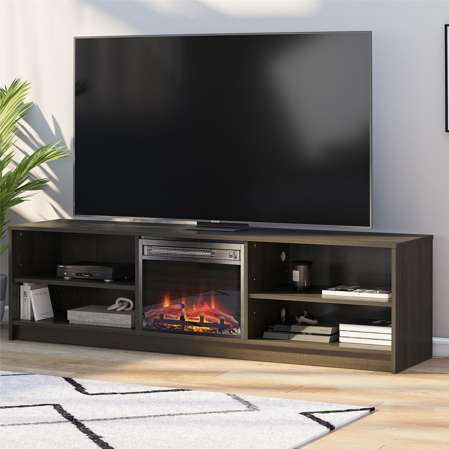 Mainstays Fireplace TV Stand, for TVs up to 75", Espresso