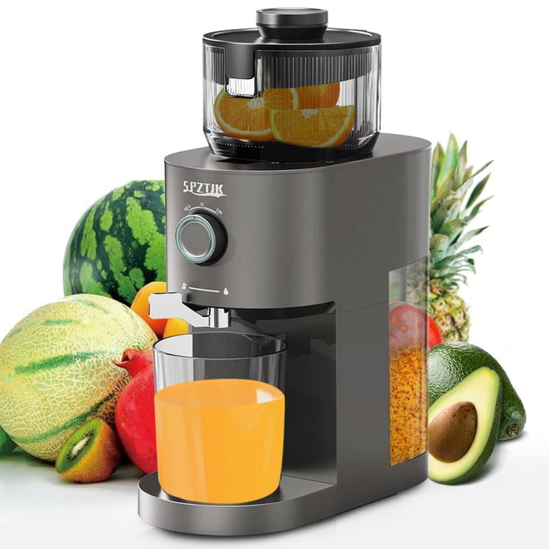 SPZTJK Juicer 5.5" Wide Chute Fits Whole Fruits! Pulp-Free Smooth Juice No Clogs (Celery/Ginger) 3s Setup Easy Clean! 22 lb Carrot Test Heavy-Duty Motor