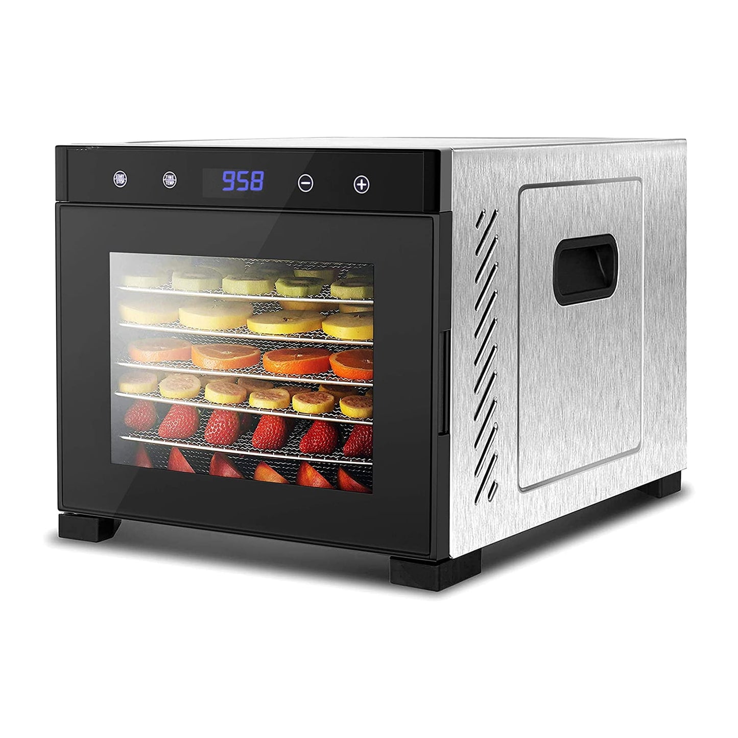 Open Box NutriChef Electric 600 Watts Food Dehydrator with 6 Trays, Silver