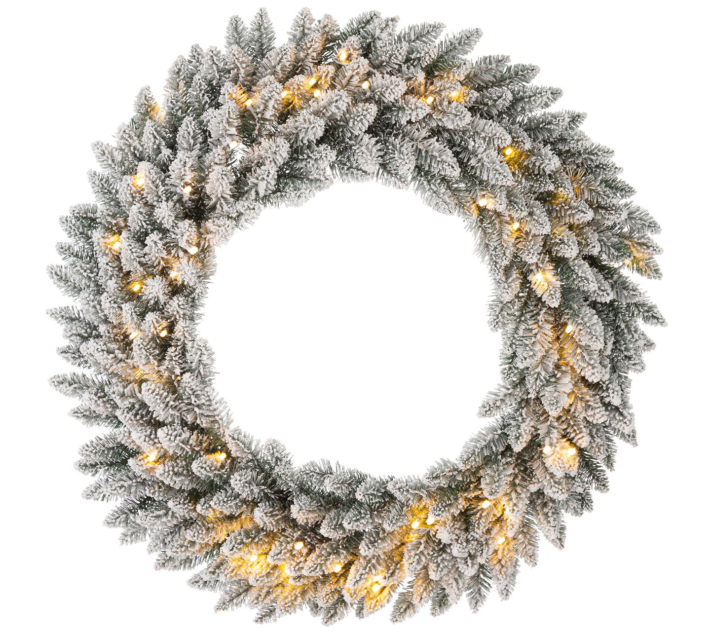 Glitzhome 36"D Snow Flocked LED Lighted Christms Faux Wreath