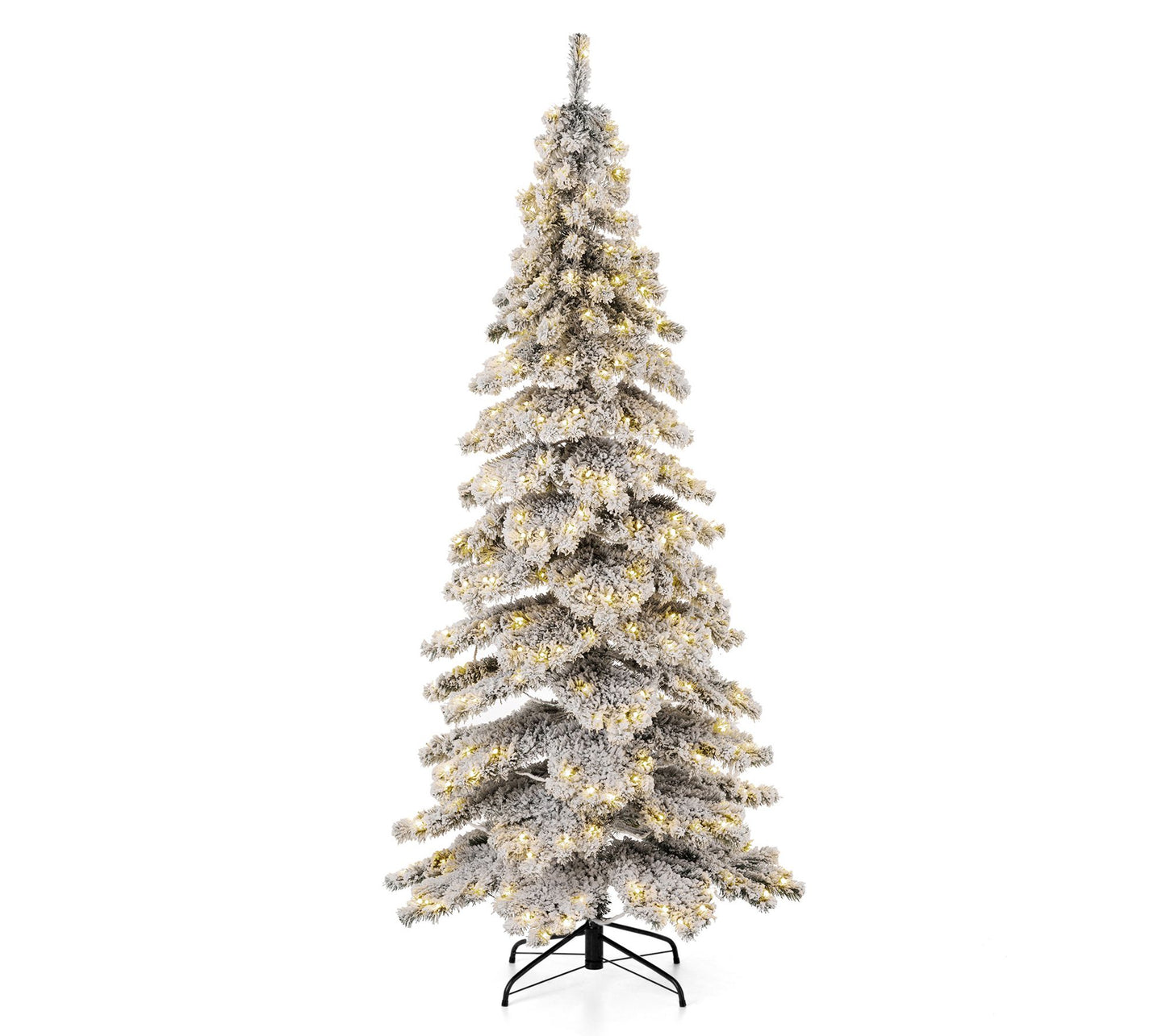 Glitzhome 7.5ft Flocked Layered Spruce Lightedhristmas Tree