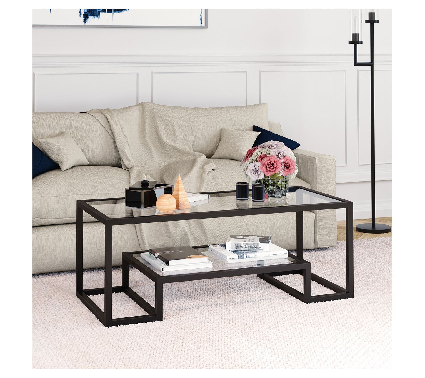 Hudson & Canal Athena 45" Coffee Table With Bottom Shelf