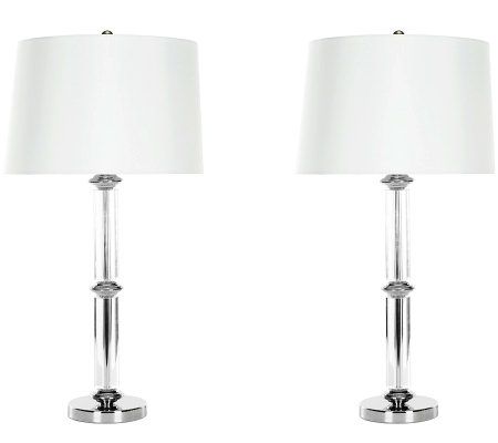 Safavieh Set of 2 Glass Table Lamps w/Geneva White Shades