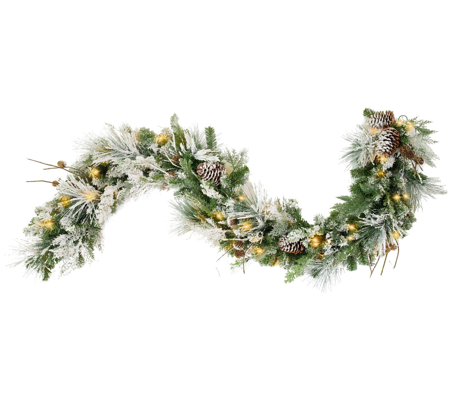 Haute Decor Snowfall Creek 6' Pre-Lit Flocked Garland