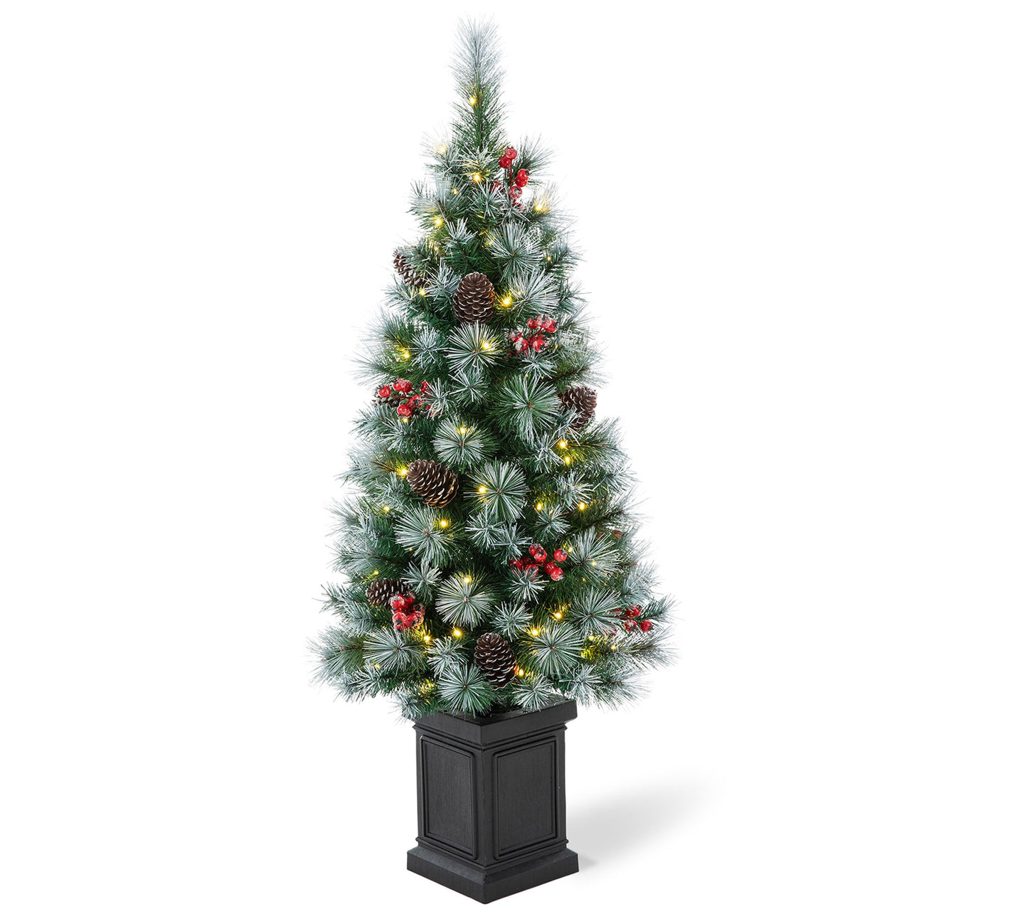 Glitzhome 4'H Pre-Lit Pine Artificial Christmas Porch Tree