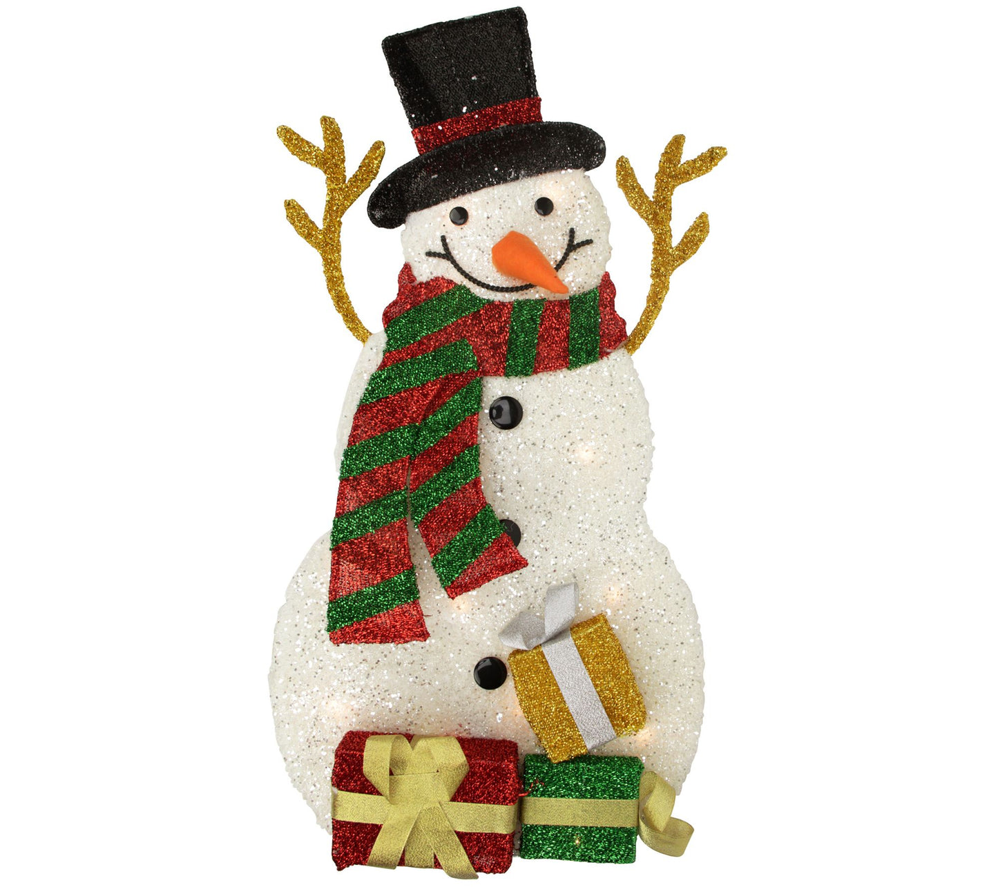 Northlight 31" Prelit White & Black Snowman w/ Gifts Decor