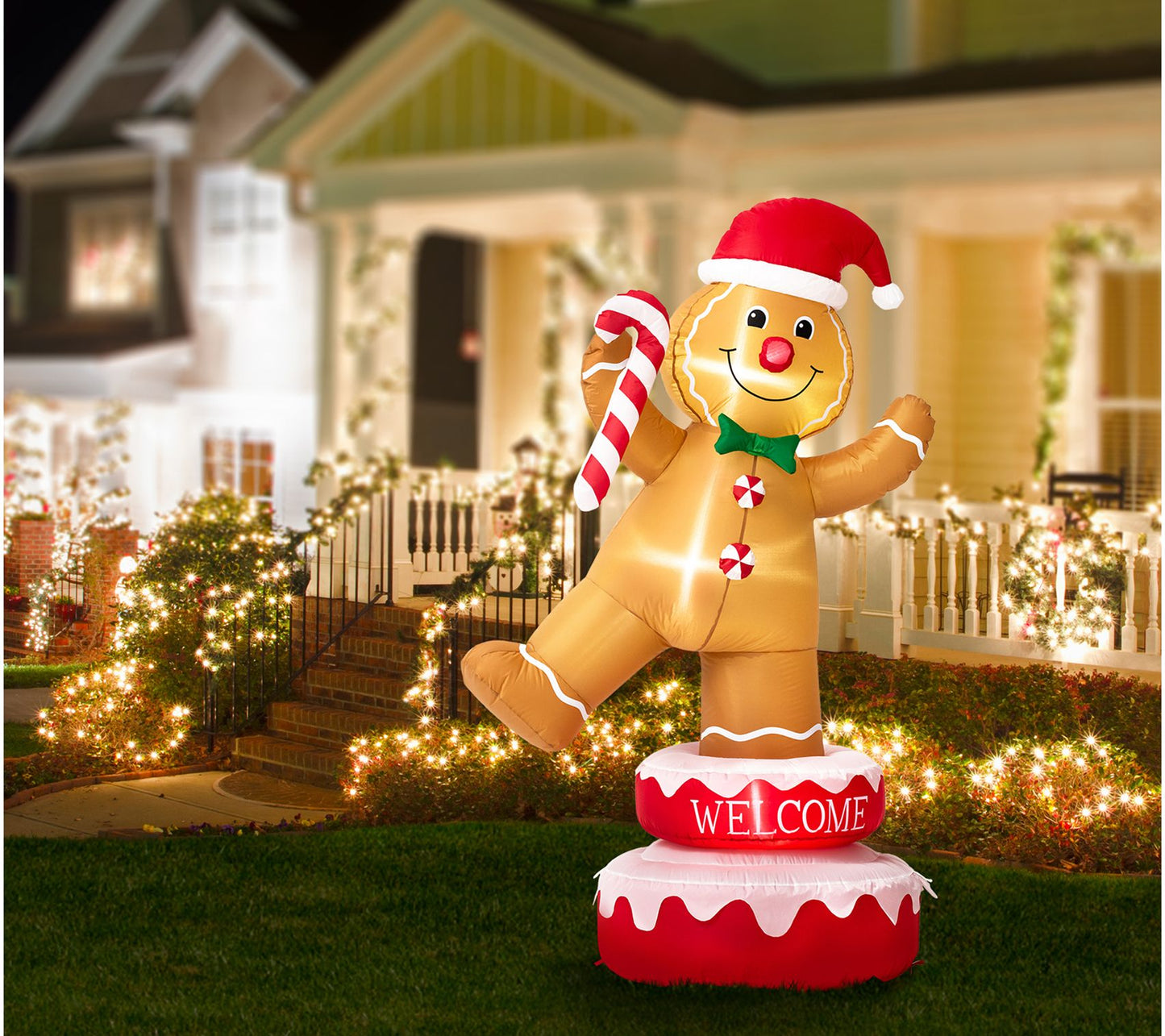 Glitzhome 6' LED Lighted Inflatable Rotating Gi ngerbread Man