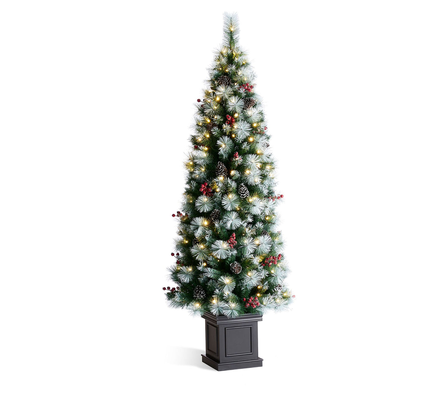 Glitzhome 6' Pre-Lit Green Pine Cones in Urn Christmas Tree