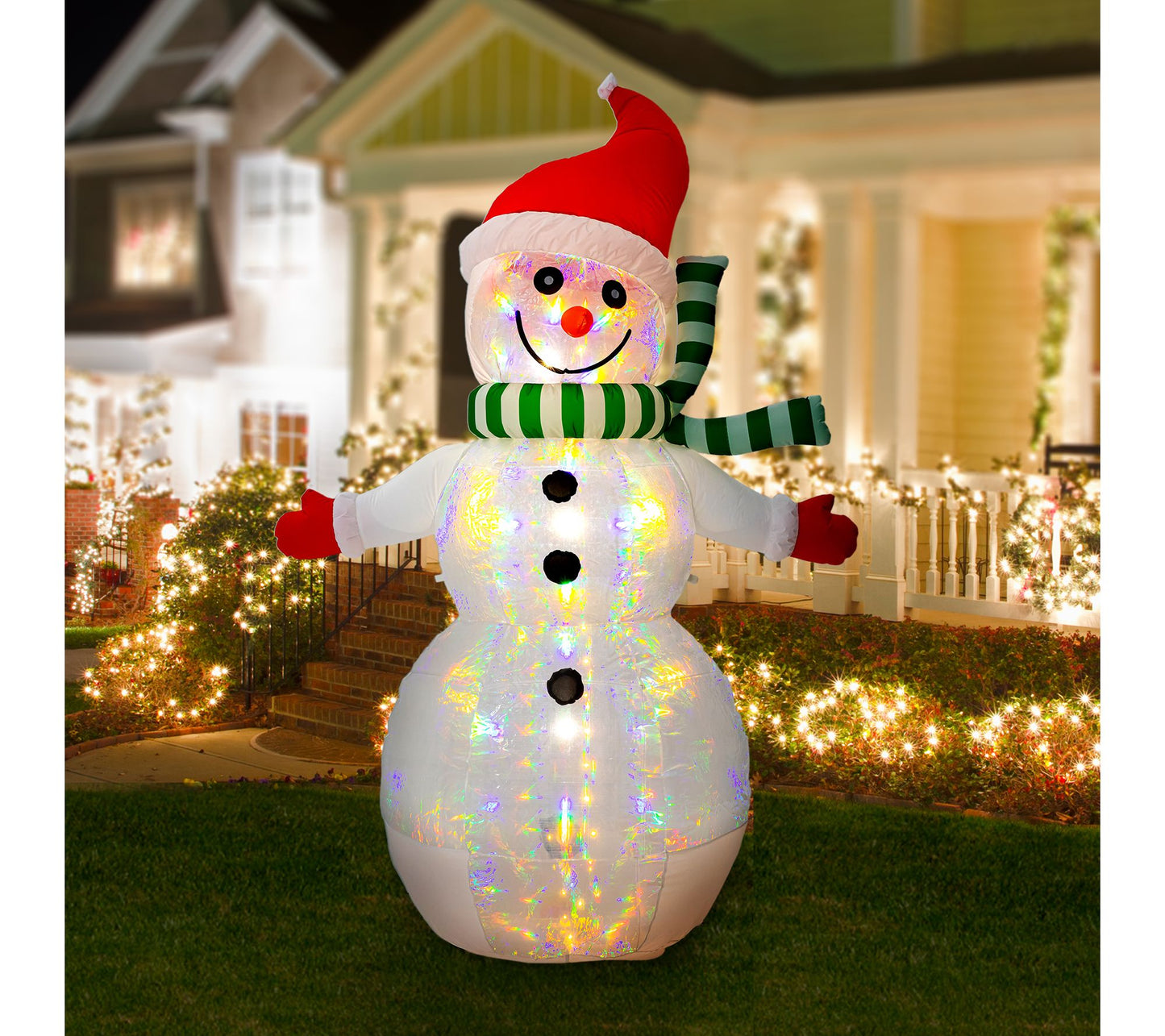 Glitzhome 8FT L ighted Indoor O utoor Icy Snowm an Inflatable