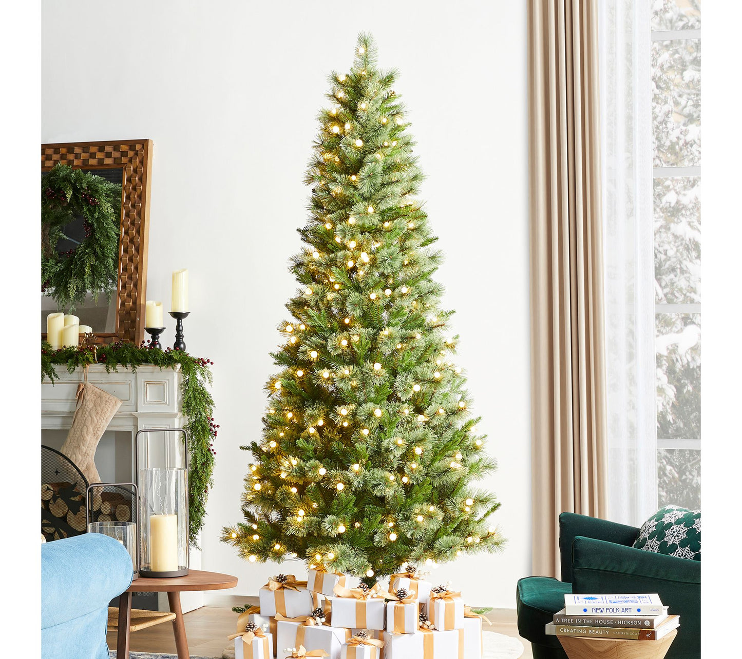 Glitzhome 7.5ft LED Pre-Lit Cashmere Pine FauxChristmas Tree