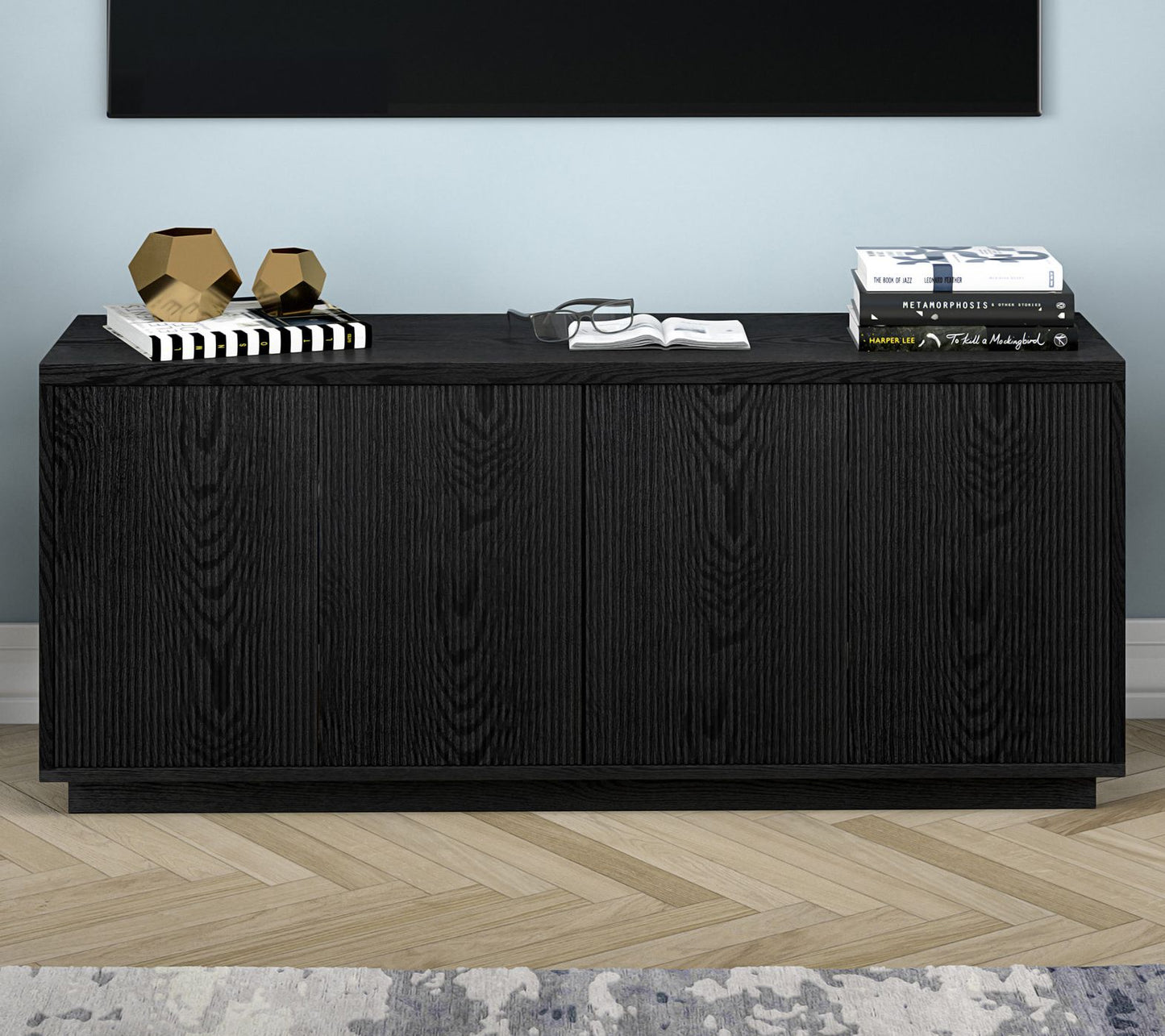 Hudson&Canal Hanson Rectangular TV Stand for TV's up to 65"