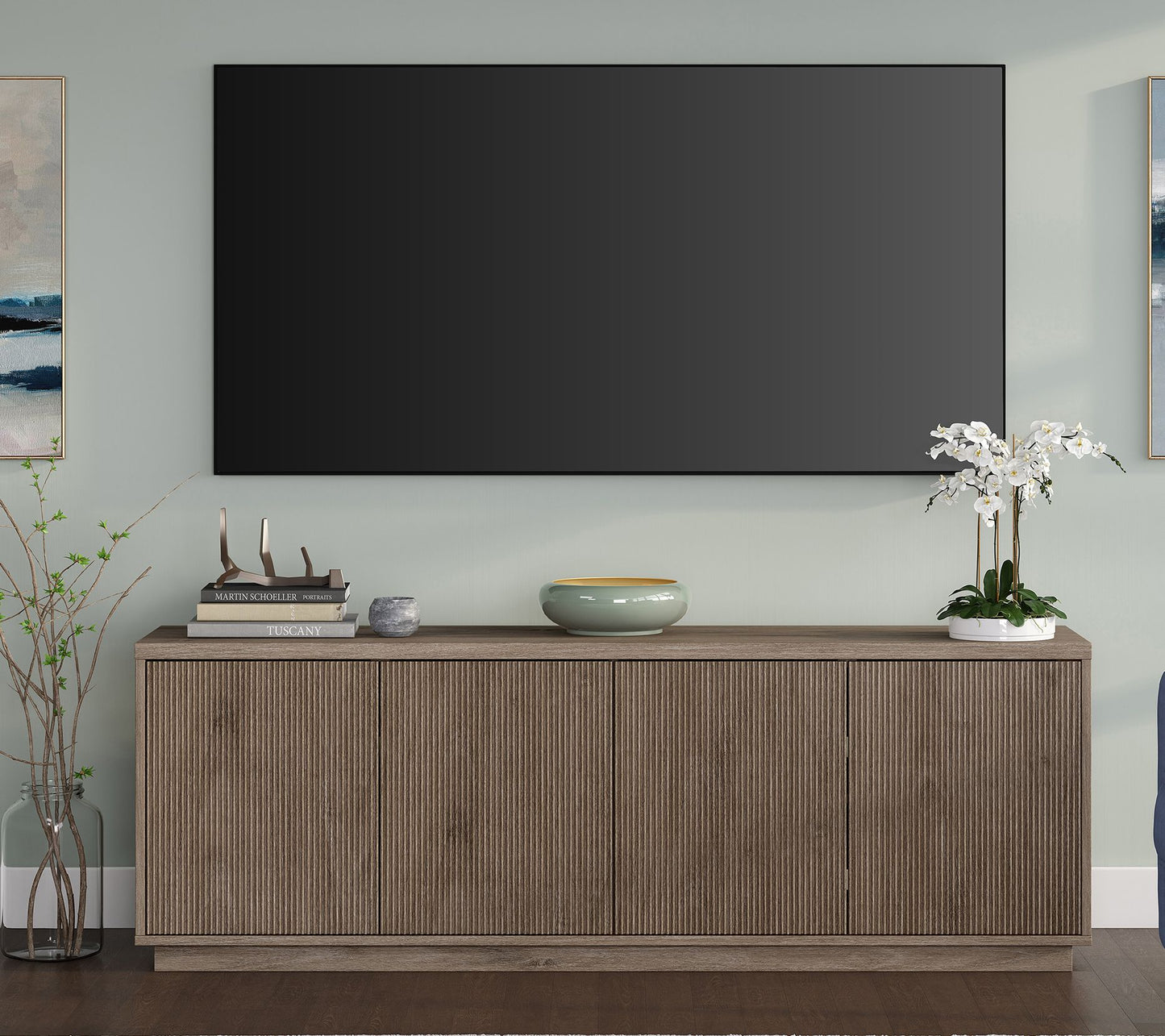 Hudson&Canal Hanson Rectangular TV Stand for TV's up to 75"