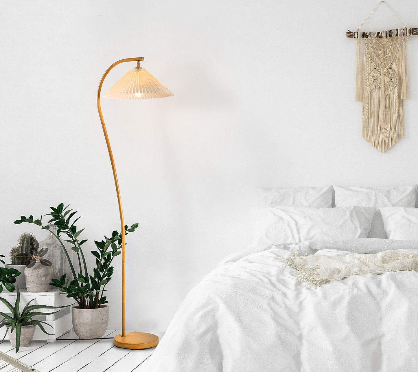 Globe Electric Novogratz 62" Wood Toned Floor Lamp with Shade