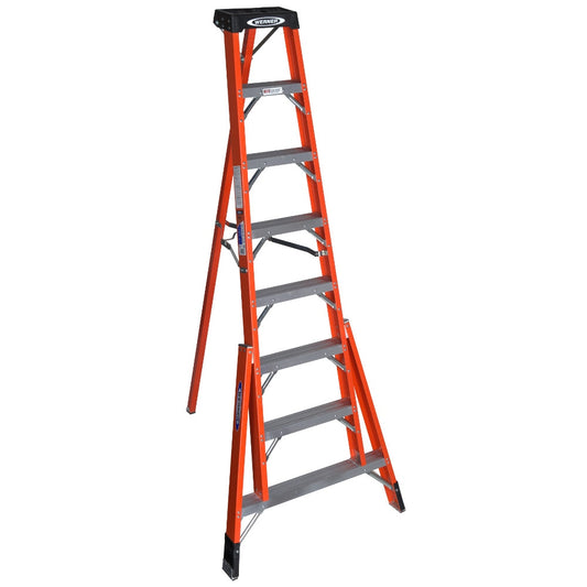 Werner 8-ft Fiberglass Type 1A-300-lb Load Capacity Tripod Step Ladder FTP6208