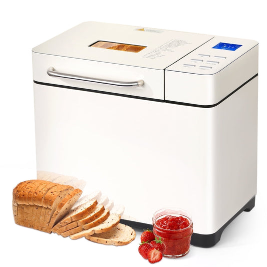 KBS 19-in-1 2LB Bread Maker Machine with Dual Heaters& Auto Nut Dispenser,Ceramic Pan with 2 kneading paddle,15 Hour delay timer&1 hour keep warm Model#013A