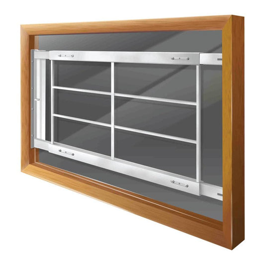 Mr. Goodbar D 52-in x 21-in White Steel Adjustable Window Security Bar S202 D 52-64
