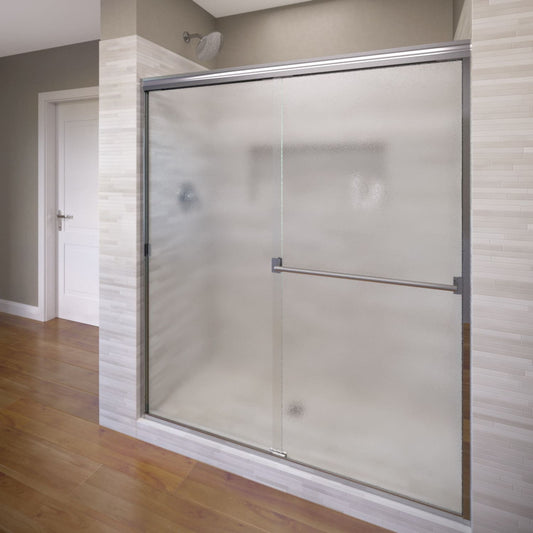 Basco Classic Chrome 56-in to 60-in W x 70.0-in H Semi-frameless Patterned Glass Bypass Sliding Shower door