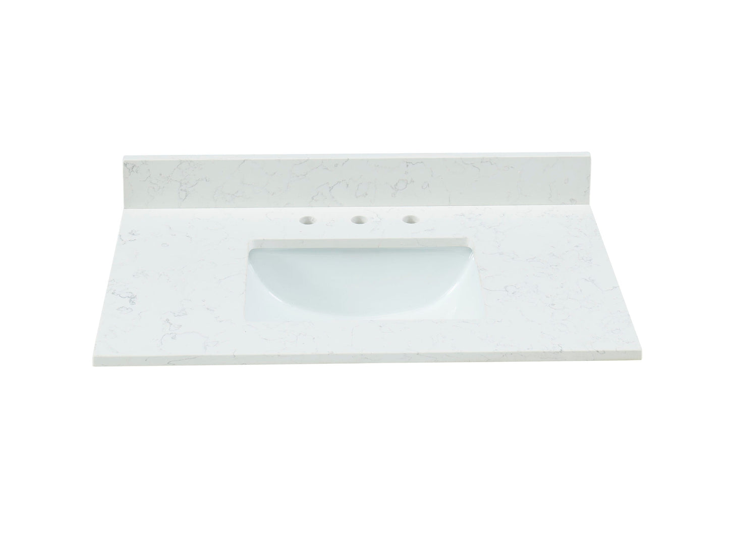 Bestview 37-in x 22-in Carrara White Quartz Undermount Single Sink Widespread Faucet Mount Bathroom Vanity Top