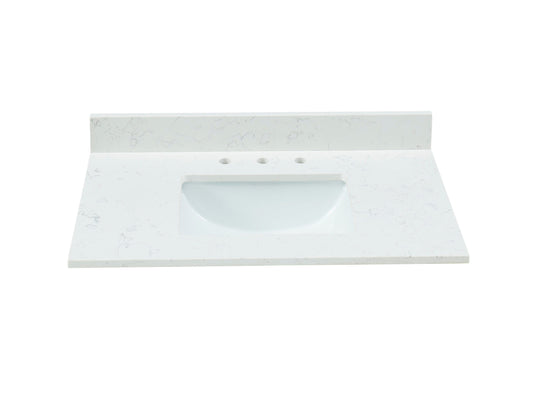 Bestview 37-in x 22-in Carrara White Quartz Undermount Single Sink Widespread Faucet Mount Bathroom Vanity Top