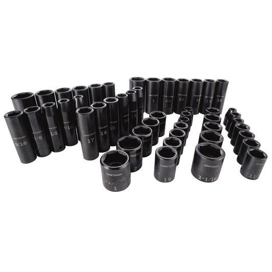 CRAFTSMAN 48-Piece Standard (SAE) and Metric Combination 1/2-in Drive Set 6-point Impact Socket Set CMMT16548