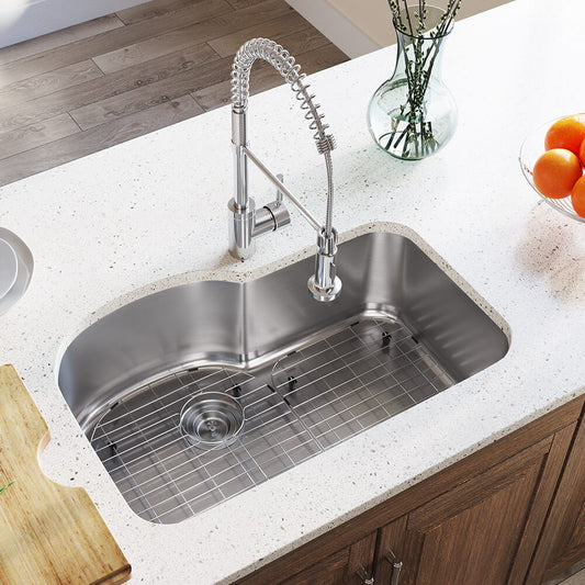 MR Direct Undermount 31.38-Inches x 20.5-Inches Stainless steel Stainless steel Single bowl 18 -Gauge Kitchen Sink