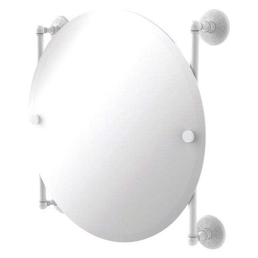 Allied Brass Monte Carlo 22-Inches x 22-Inches Beveled Frameless Round Bathroom Vanity Mirror ( Matte White )