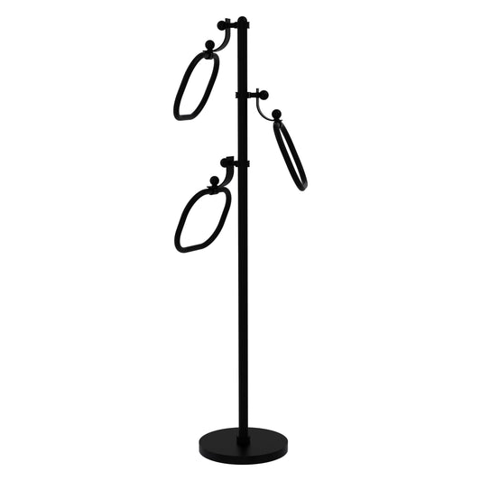 Allied Brass Matte Black Freestanding floor Single Towel Ring