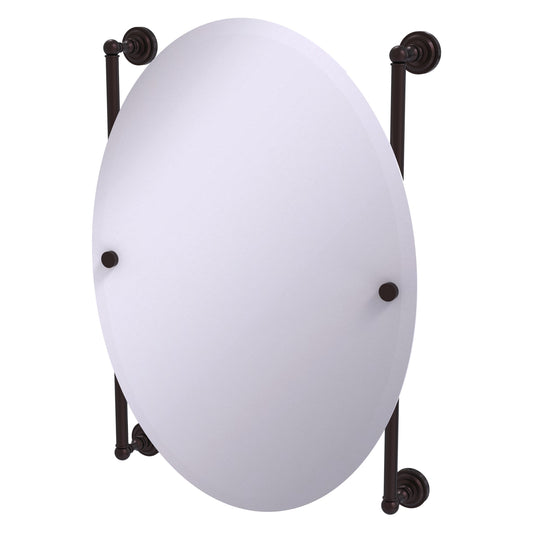 Allied Brass Dottingham 21-in x 29-in Beveled Frameless Oval Bathroom Vanity Mirror ( Antique Bronze )