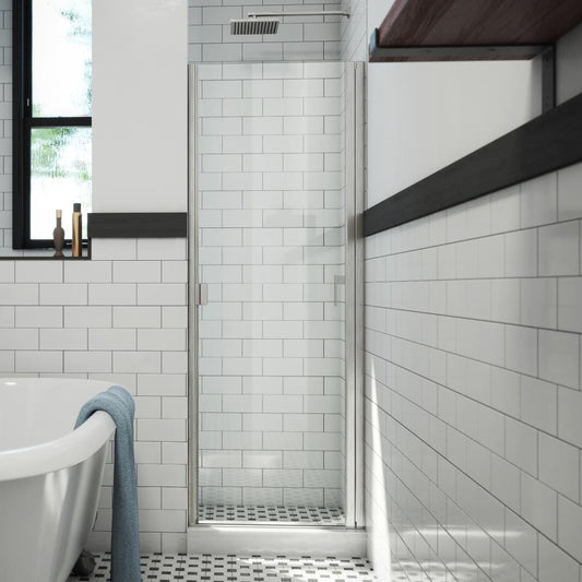 Arizona Shower Door R-Door Brushed Nickel 36-in W x 66-in H Semi-frameless Clear Glass Hinged Shower door