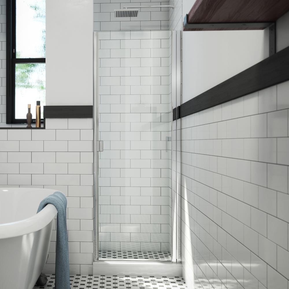 Arizona Shower Door R-Door Polished Chrome 31-in W x 66-in H Semi-frameless Clear Glass Hinged Shower door