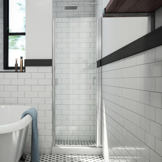 Arizona Shower Door R-Door Polished Chrome 31-in W x 66-in H Semi-frameless Clear Glass Hinged Shower door