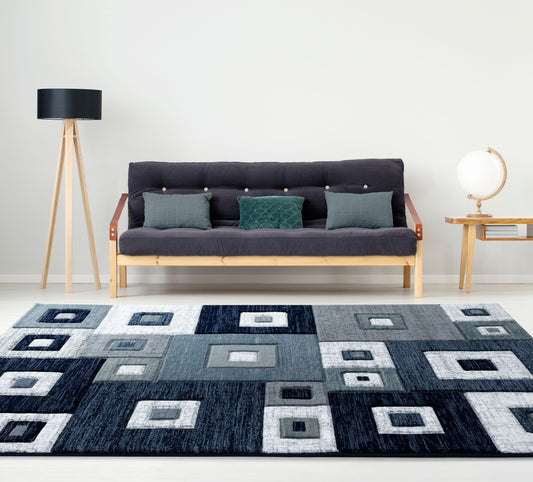 United Weavers Of America Bristol 8 x 8 (ft) Navy Round Indoor Geometric Area rug