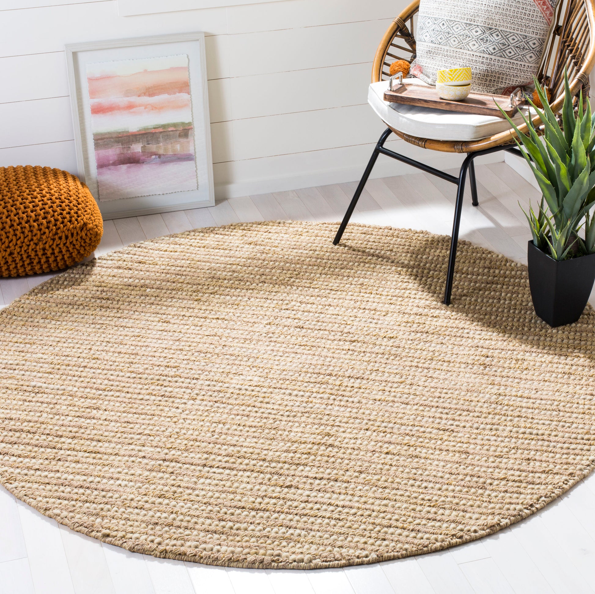 Safavieh Bohemian Lina 10 x 10 (ft) Beige/Multi Round Indoor Abstract Bohemian/Eclectic Area rug