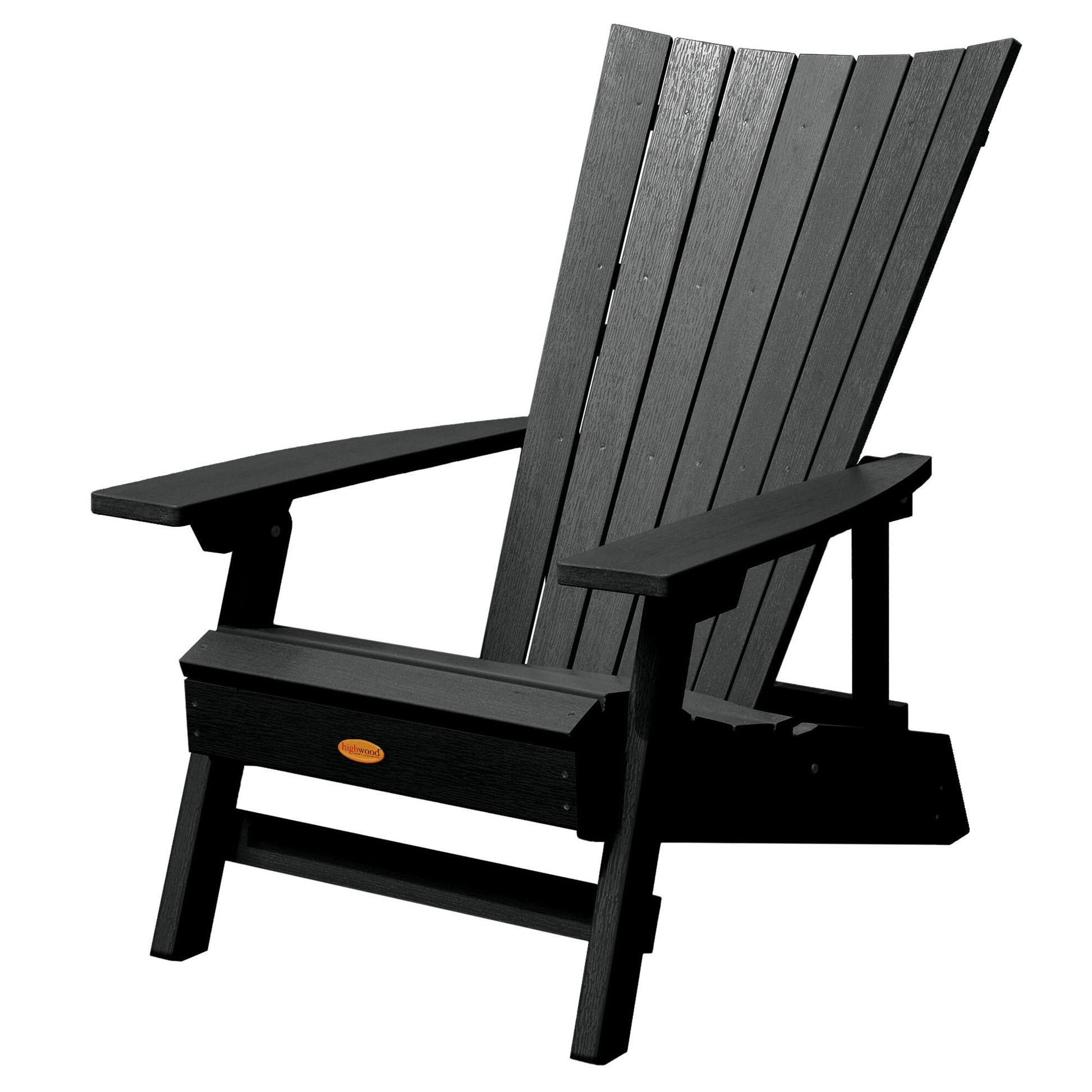 highwood Manhattan Beach Black Poly-lumber Frame Stationary Adirondack Chair with Slat Seat
