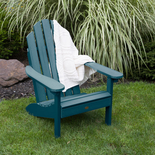 highwood Classic Westport Nantucket Blue Poly-lumber Frame Stationary Adirondack Chair with Slat Seat