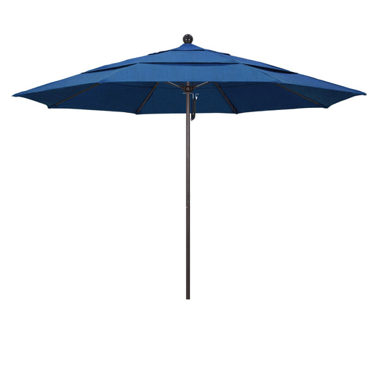 California Umbrella 11-ft Aluminum Blue No-tilt Market Patio Umbrella