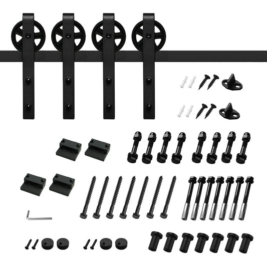 Clihome 72-in Matte Black Indoor/Outdoor J-strap Double Barn Door Hardware Kit X002AENBCT-LTC
