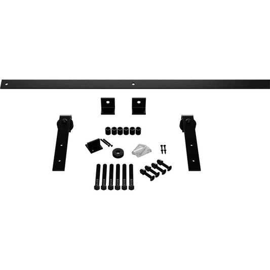 Goldberg Brothers 64-in Matte Black Indoor J-strap Single Double Barn door hardware kit