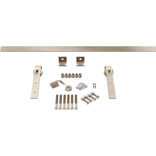Goldberg Brothers 60-in White Bronze Indoor J-strap Single Double Barn door hardware kit