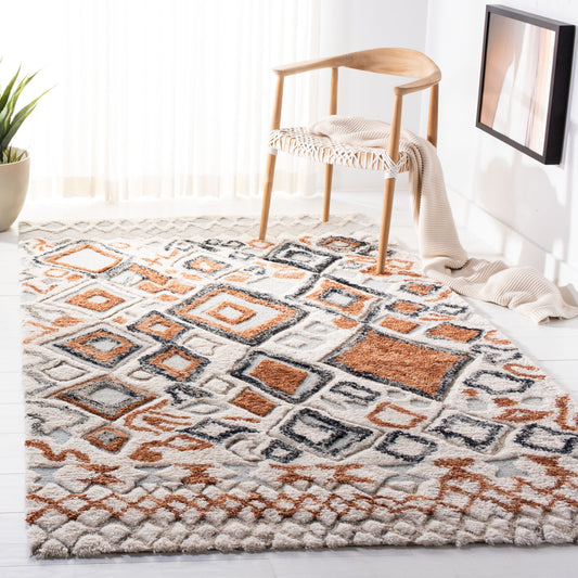 Safavieh Casablanca Masako 8 x 10 (ft) Tufted Wool Ivory/Brown Rectangular Indoor Abstract Moroccan Area rug