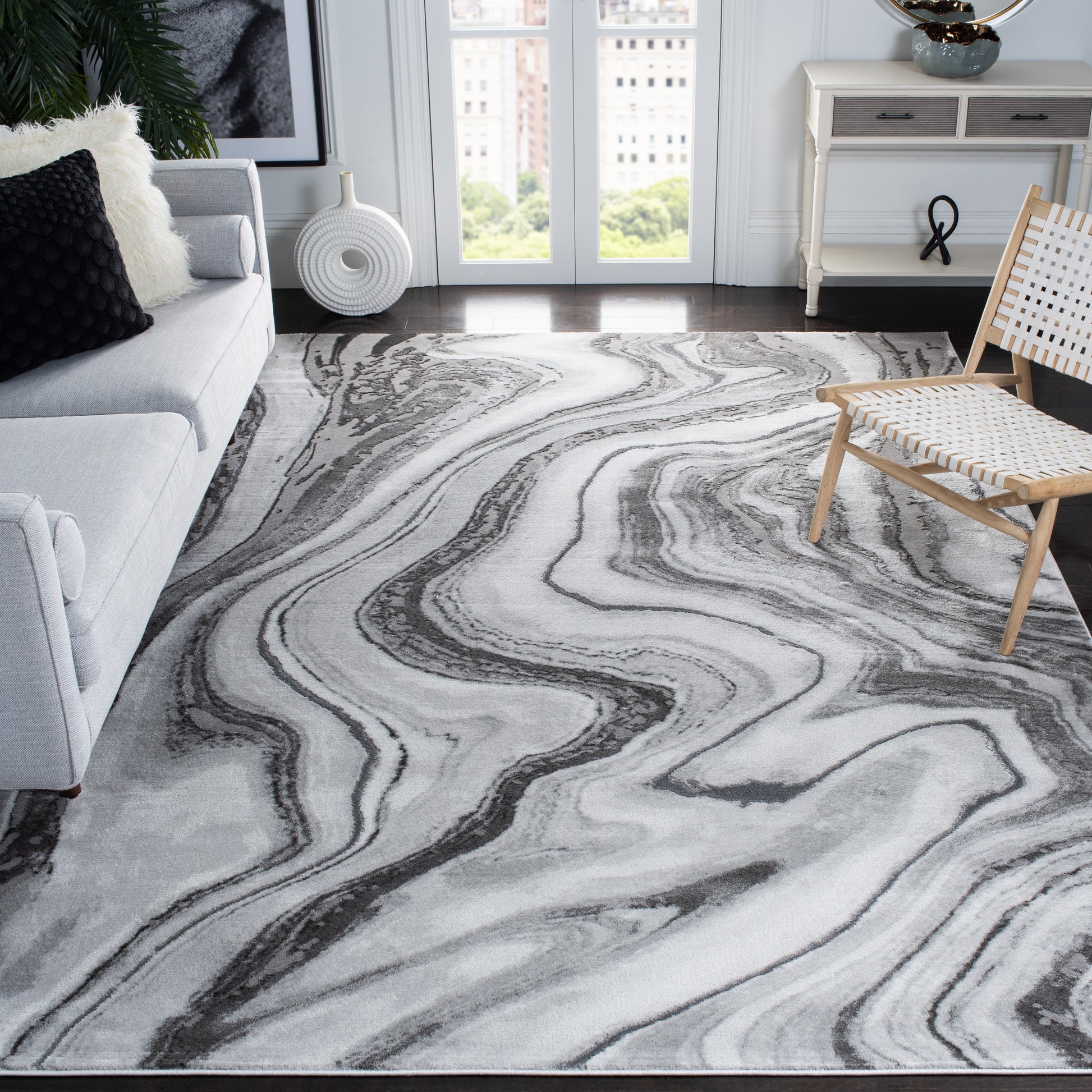 Safavieh Craft Moro 10 x 14 (ft) Loomed Gray/Silver Rectangular Indoor Geode Area rug