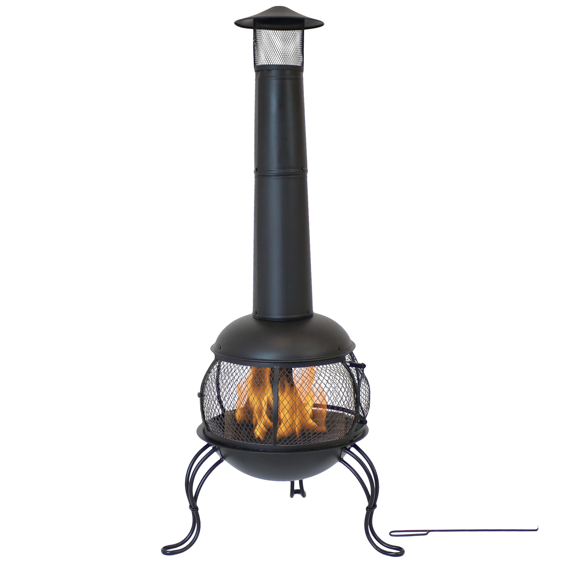 Sunnydaze Decor 66-in H x 28-in D x 31-in W Black Steel Chiminea