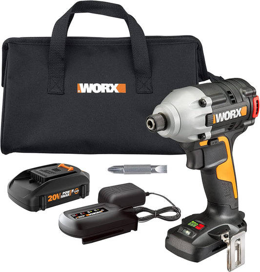 WORX Nitro Power Share 20-volt Max 1/4-in Cordless Impact Driver (1-Battery Included, Charger Included and Soft Bag included) WX261L