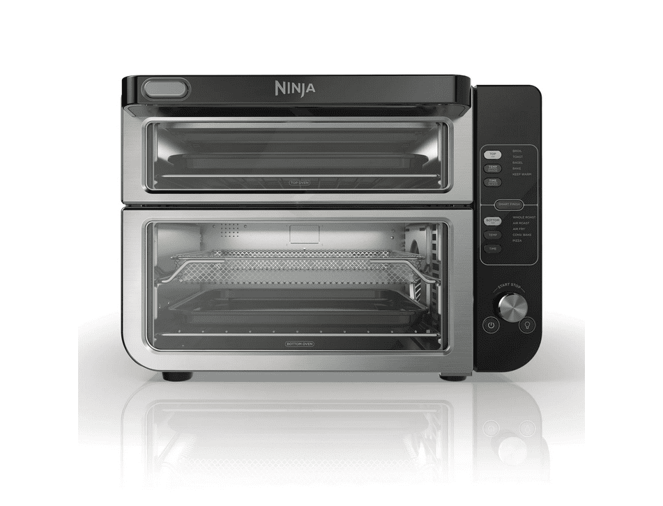 Restored Ninja 10-in-1 Multi-Cooker, Double Oven with FlexDoor, FlavorSeal & Smart Finish, Rapid Top Convection and Air Fry Bottom, Bake, Toast, Air Fry, Pizza and More, Stainless Steel, DCT400 (Refurbished)
